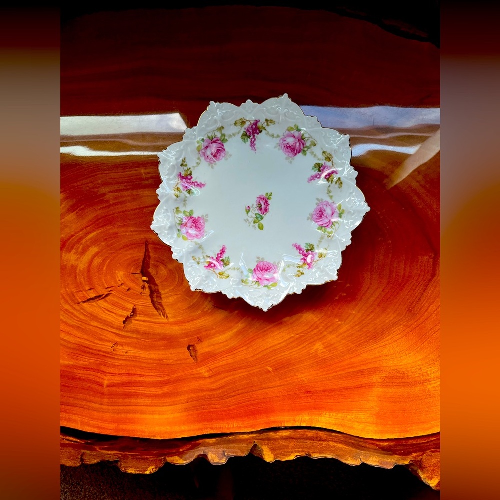 MZ AUSTRIA PORCELAIN PLATE PINK FLOWERS
MARKS AUSTRIA.